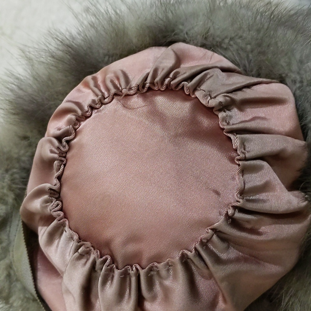 Vintage 1950's Grey Fur Mink Cloche Bucket Hat - Picture 6 of 8